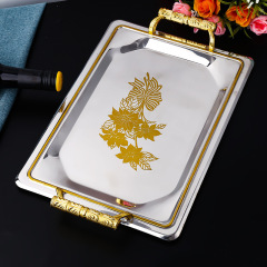 Manufacturers Low Price Promotion Home Hotel Metal Service Tray European Simple Silver Edge Fruit Snack Tray