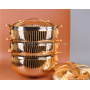 2021 New Luxury Gold Iron Steel Net Surround 3.5L+4.5L+5.5L 3PCS Set Stainless Steel Casserole Food Warmer Insulated