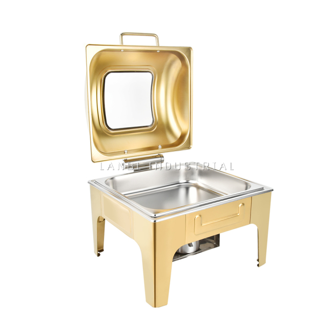 Square Stainless Steel Thickened Food Warmer Large Capacity Hot Pot Heater Buffet Chafing Dish