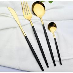 Wholesale Luxury Popular Stainless Steel Shinning  Knife Fork Spoon Set Dinner Gold 4-piece Set Gift Box