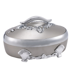 2021 New Color Silver Dinnerware Stainless Steel Luxury Insulated Casserole Food Serving Hot Pot Food Warmer Set