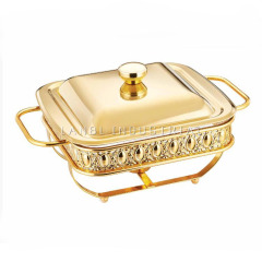 Luxury 1.8L Rectangle Metal Food Warmer Gold Silver alcohol stove Buffet Chaffing Dishes for Wedding