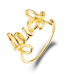 Fashion Vintage Female Jewelry Gifts Gold Color Letter Lucky Finger Rings for Women Girls