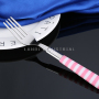 Wholesale 24PCS Stainless Steel Zebra Crossing Handle Flower Cage Knife Fork And Spoon In Hotel Restaurant Tableware Set