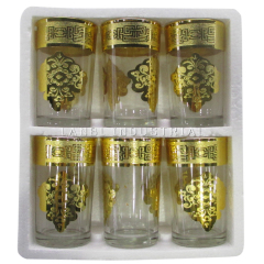 New Design 6 pcs Golden Electroplated Glass Water Drinking Cups Set