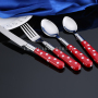 Wholesale 24PCS Stainless Steel Dot Double Color Handle Half Cage Family Hotel Knife Fork Spoon Tableware Set