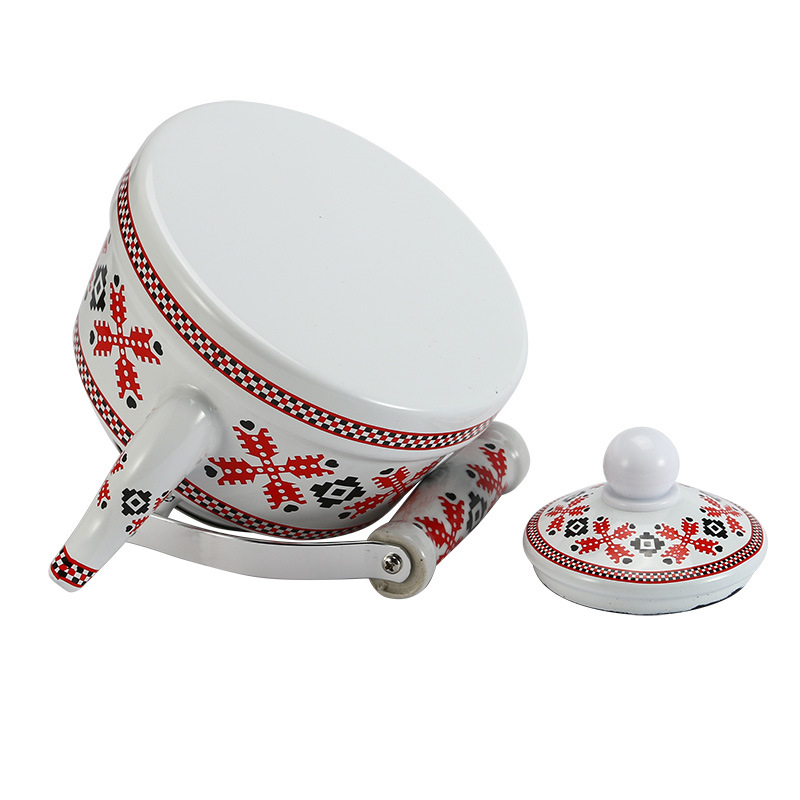 White Pottery Handle Ancient Bell Floral CableTea Coffee Water Kettles