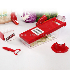 Best Use 7-in-1 Red Kitchen Fruit and Vegetable Slicing and Shredder Big Stable Box Grater