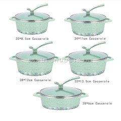 Hot Sale 10 Pcs Die Casting Aluminum Casserole Cooking Pot Marble Coating Cookware Sets Nonstick