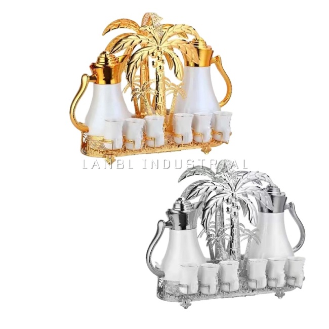 New High Quality European Style Hotel Household Cold And Hot  Kettle Gold And Silver Vacuum Plastic Glass Pot Set