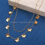 2020 Fine Jewelry Gold Plated Two Layer Simple Butterfly Pendant Chain Choker Necklace for Woman