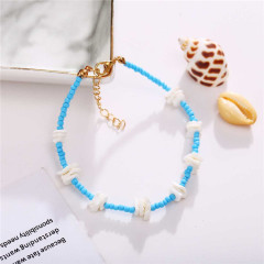 2020 Summer Holiday Beach Jewelry Blue Shell Conch Anklet Beaded Bracelet