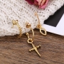 Fashion Jewelry 3Pairs Suit Gold Plated Filled Hollow Cross Pendant Hoop Stud Earrings for Women