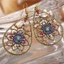 Bohemian Carved Jewelry Big Beautiful Ethnic Fashion Metal Bead Hollow Out Water Drop Earring