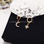 Fashion Women Gift Asymmetrical Shape Crystal Rhinestone Mini Star Moon Charm Hoops Earrings