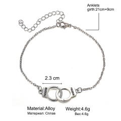Adjustable Handcuffs Style Alloy Silver Jewelry Foot Ankle Chain for Women and Men