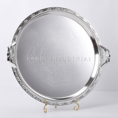European Style High-Grade Fruit Plate Creative Simple Silver Plated Plate Stainless Steel Household Garden Tray