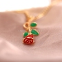 2020 Fashion Valentine's Day Promotion Gift Jewelry Ladies Gold Plated Red Rose Flower Pendant Necklace