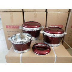New Arrival  High Quality Round Drum Shape 2.5L+4.5L+6.5L 3PCS Set Stainless Steel Casserole Food Warmer Insulated