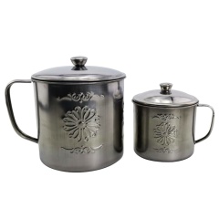 1600ml Hot Selling Stainless Steel Coffee Mugs with Flower Engraved