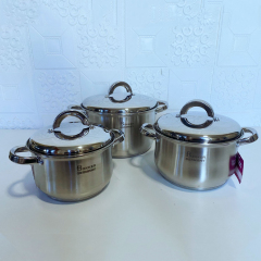 Two Ears Stainless Steel Six-piece Double Bottom Soup Pot Set Portable Anti-drop Pot Set For Outdoor Activities