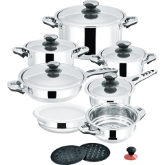 16-50 Peces Stainless Optional Glass Or Stainless Steel Cover Cookware Set Gift Set