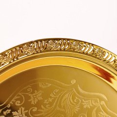 Three Piece Factory Direct Sale New Wave Edge Golden Fruit Decorative Tray European Stainless Steel Serving  Trays