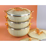 2021 New Luxury Gold Iron Steel Net Surround 3.5L+4.5L+5.5L 3PCS Set Stainless Steel Casserole Food Warmer Insulated