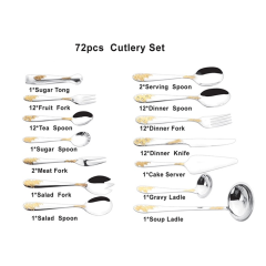 Amazon Top Selling Source Factory Outlet Quality Stainless Steel Gold 72 Piece Set