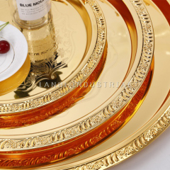 2021 New High Quality Luxury Golden Stainless Steel Round Creative Simple Hotel Wedding tray