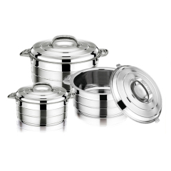 Hot Sale 3 Pcs Stainless Steel Insulated Hot Pot Casserole Food Warmer Container Set