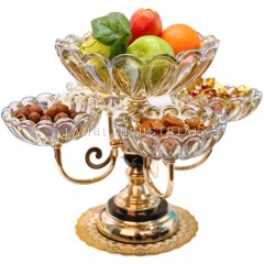 European Crystal Glass Multilayer Fruit Tray Home Living Room Tea Table Creative Light Luxury Snacks Candy Tray