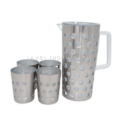 Plastic PP 2.5L Water Pitcher Kettle Jug Sets With 4 Cups