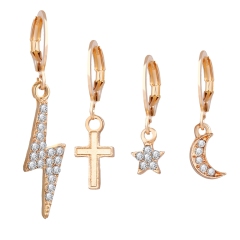 Fashion Earrings Trend 2020 Moon and Star Lightning Cross Ear Cuff set Gold Plated