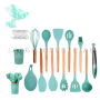Factory Wholesale Wooden Handle Silicone Cookware 23 Pieces Silicone Spoon Spatula Kitchen Gadget Set