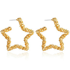 Minimalist European Women Fashion Jewellery Hollow Out Gold Circle Star Heart Hoop Earrings