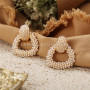 2020 New Creative Retro Big Circle Full Small Pearl Seed Beads Hoop Earrings for Women