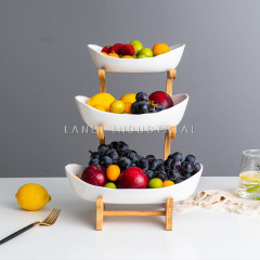 European Ceramic Dry Fruit Plate Bamboo And Wood Frame Home Sushi Plate Manufacturers Direct Fruit Basket