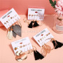 6 Pairs Fashion Bohemian Acrylic Leather Leaf Pearl Hoop Stud Drop Dangle Tassel Earrings Set for Women Girls