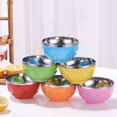 Eco-friendly Stainless Steel Mixing Bowls Colorful Metal Bowls For Food Grade Home Rice Soup Bowl Gift