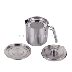 1.3L Household 304 Stainless Steel Oil Strainer Pot, Kitchen Oil Filter Pot With Lid 1.3L Household 304 Stainless Steel Oil Strainer Pot, Kitchen Oil Filter Pot With Lid