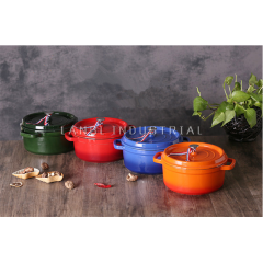 Hot Sale Classic Round Cast Iron Enamel Tiffin Pot Saucepan Cookware 24cm Suitable for Induction Cooker Electric Stove