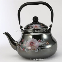 Enamed Coffee Flower Steel Handle Pyriform Tea Coffee Water Whistling Kettles