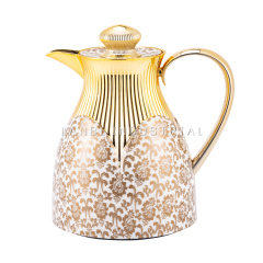 1L ABS Vacuum Flask Marbling Patterned with gold handle Luxury Hot & Cold Kettle Arabic Style Coffee Pot