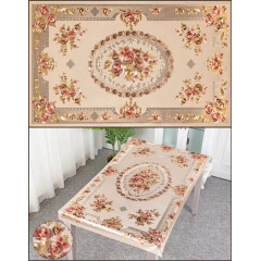 Hot Sale Plastic Soft Glass PVC Waterproof Tablecloth Shinning Gold Flower Printing Dinning Table Cover in Roll