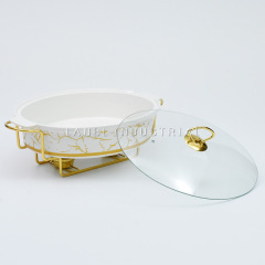 2.5L High Quality Ceramic White Green Wedding  Buffet Equipment Server Chafing Dishes Hotel Restaurant Wholesale