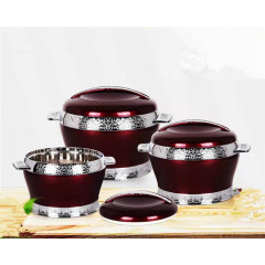 New Arrival  High Quality Round Drum Shape 2.5L+4.5L+6.5L 3PCS Set Stainless Steel Casserole Food Warmer Insulated