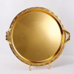 2021 New High Quality Luxury Golden Stainless Steel Round Creative Simple Hotel Wedding tray