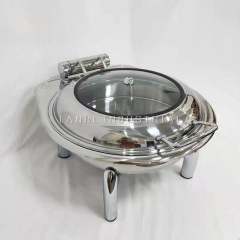 6L Round Silver Visible Alcohol Stove Hotel Party Family Universal Heater Container Wholesale Chafing Dishes