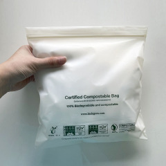 Low MOQ OEM Home Compostable Clothing Zipper Bag White Biodegradable Garment Apparel Packaging Bags